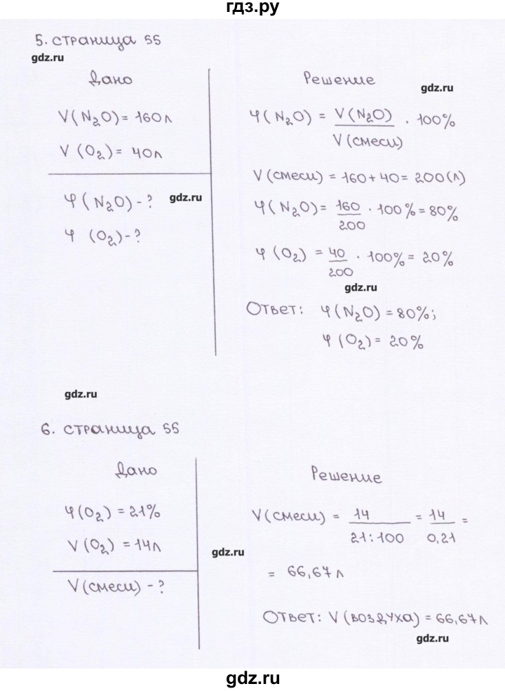 ГДЗ по химии 7 класс  Габриелян рабочая тетрадь  страница - 55, Решебник №1