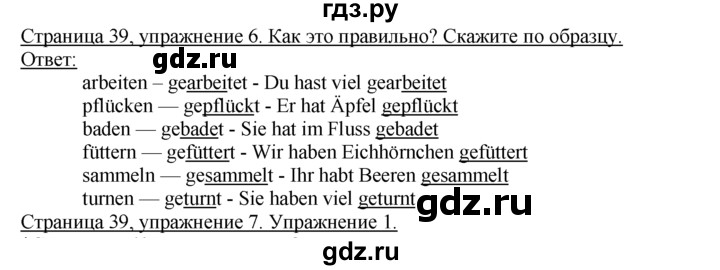ГДЗ по немецкому языку 4 класс  Бим   часть 1, страница - 39, Решебник №1
