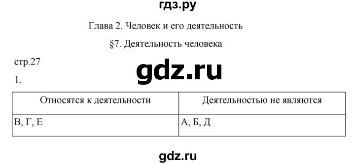 ГДЗ по обществознанию 6 класс  Иванова рабочая тетрадь (Боголюбов)  рабочая тетрадь 2022 / параграф 7. Деятельность человека (упражнение) - 1, Решебник 2022