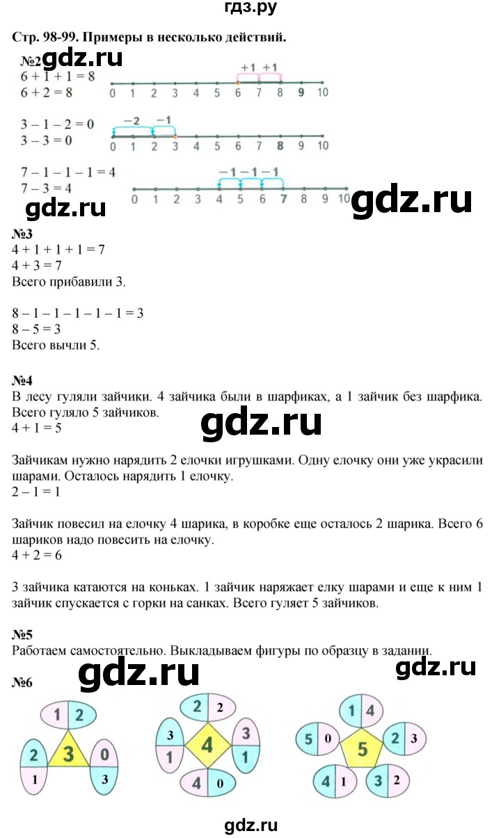 ГДЗ по математике 1 класс  Дорофеев   часть 1 (страница) - 98-99, Решебник к учебнику 2015