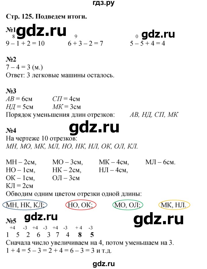 ГДЗ по математике 1 класс  Дорофеев   часть 1 (страница) - 125, Решебник 2023