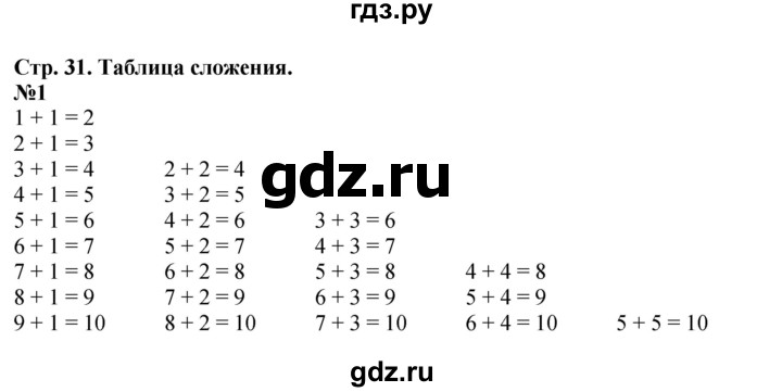 ГДЗ по математике 1 класс  Дорофеев   часть 2 (страница) - 31, Решебник 2023