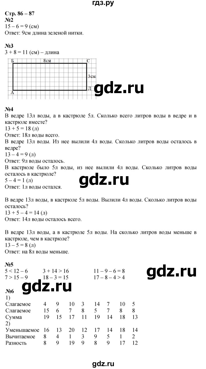 ГДЗ по математике 1 класс  Дорофеев   часть 2 (страница) - 86, Решебник №1 2019
