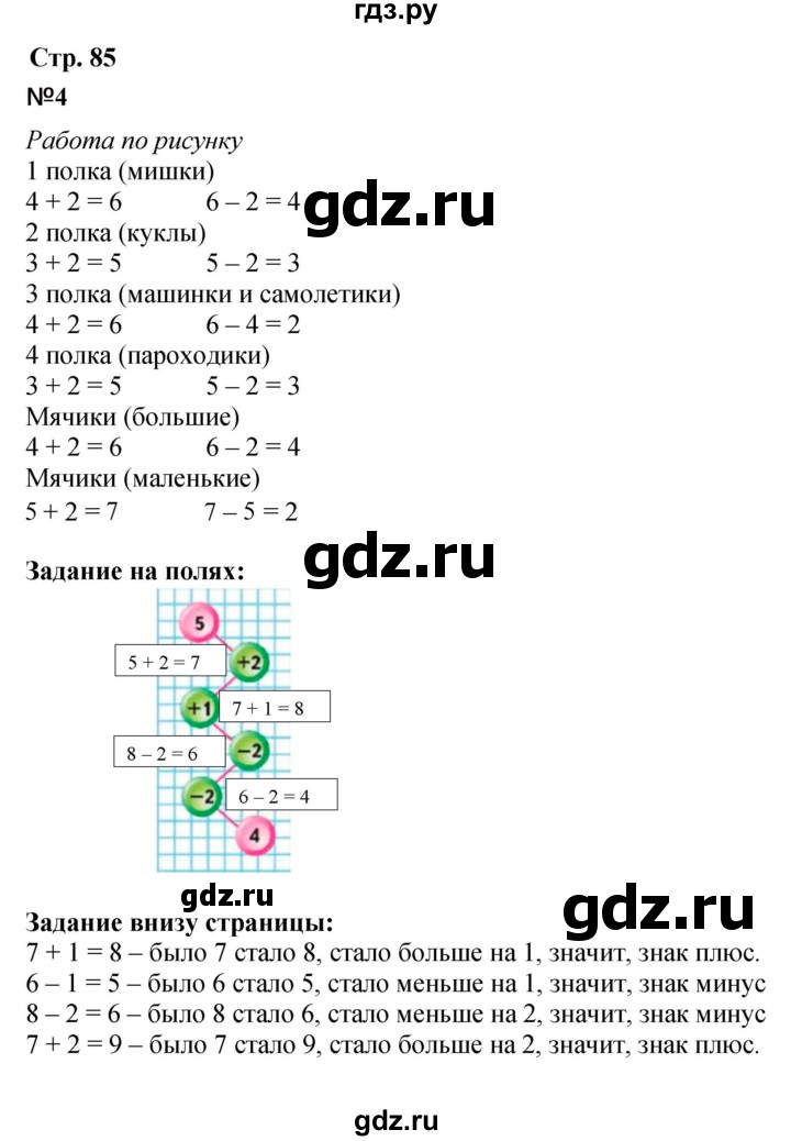 ГДЗ по математике 1 класс  Моро   часть 1. страница - 85, Решебник №1 2023