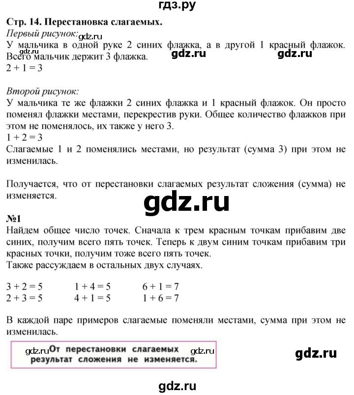 ГДЗ по математике 1 класс Моро часть 2 - ответ страница 14, Решебник №1 2016