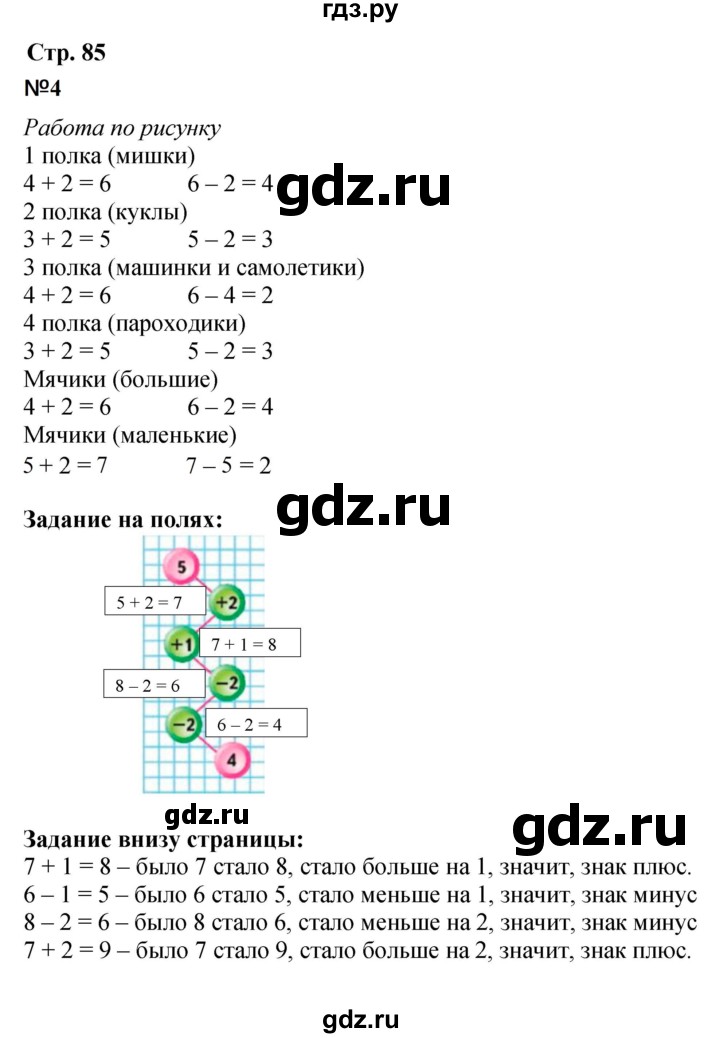 ГДЗ по математике 1 класс Моро часть 1 - ответ страница 85, Решебник №1 2023