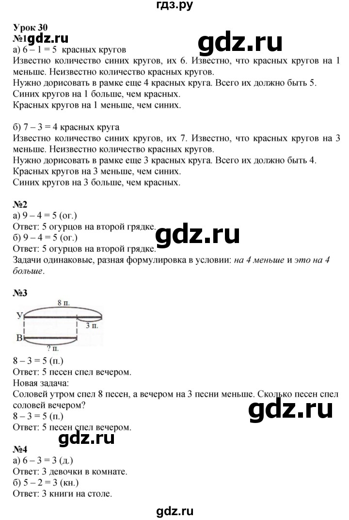 ГДЗ по математике 1 класс  Петерсон   часть 2 - Урок 30, Решебник к учебнику 2022 4-е изд.