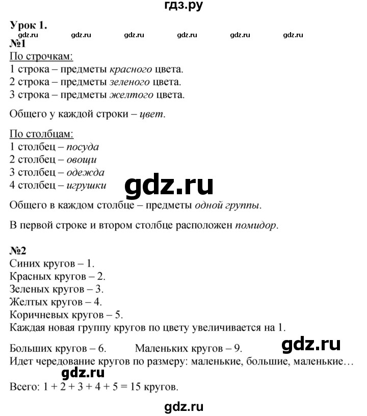 ГДЗ по математике 1 класс  Петерсон   часть 1 - Урок 1, Решебник к учебнику 2023