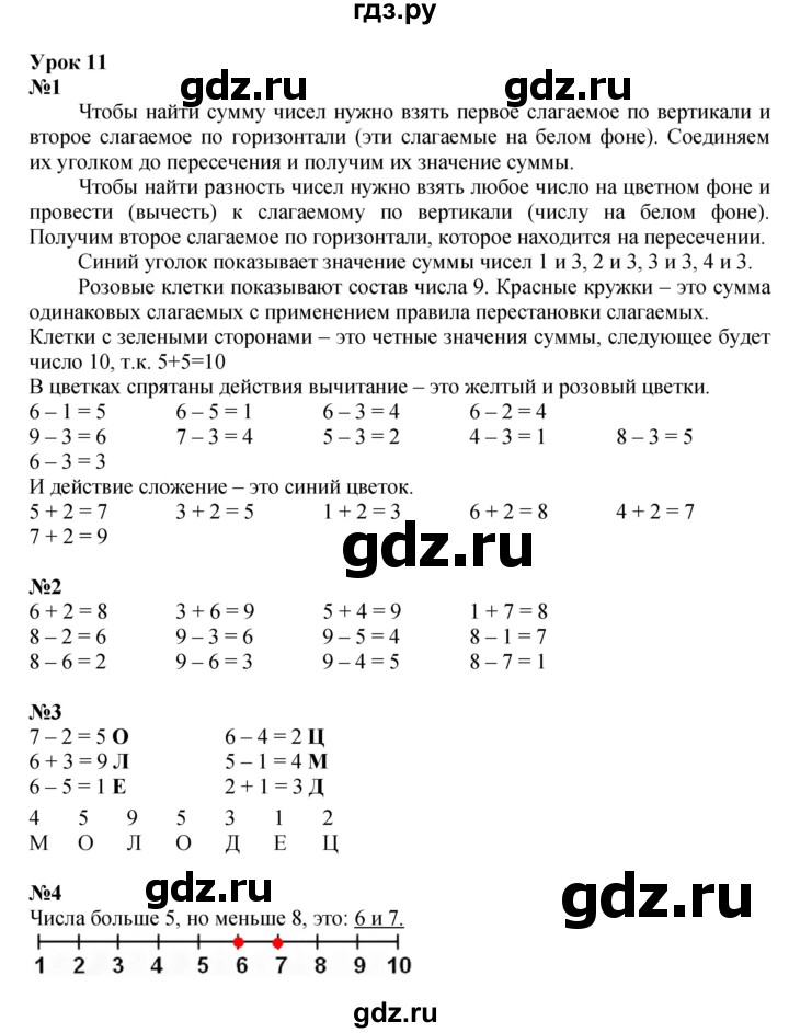 ГДЗ по математике 1 класс  Петерсон   часть 2 - Урок 11, Решебник к учебнику 2022 4-е изд.