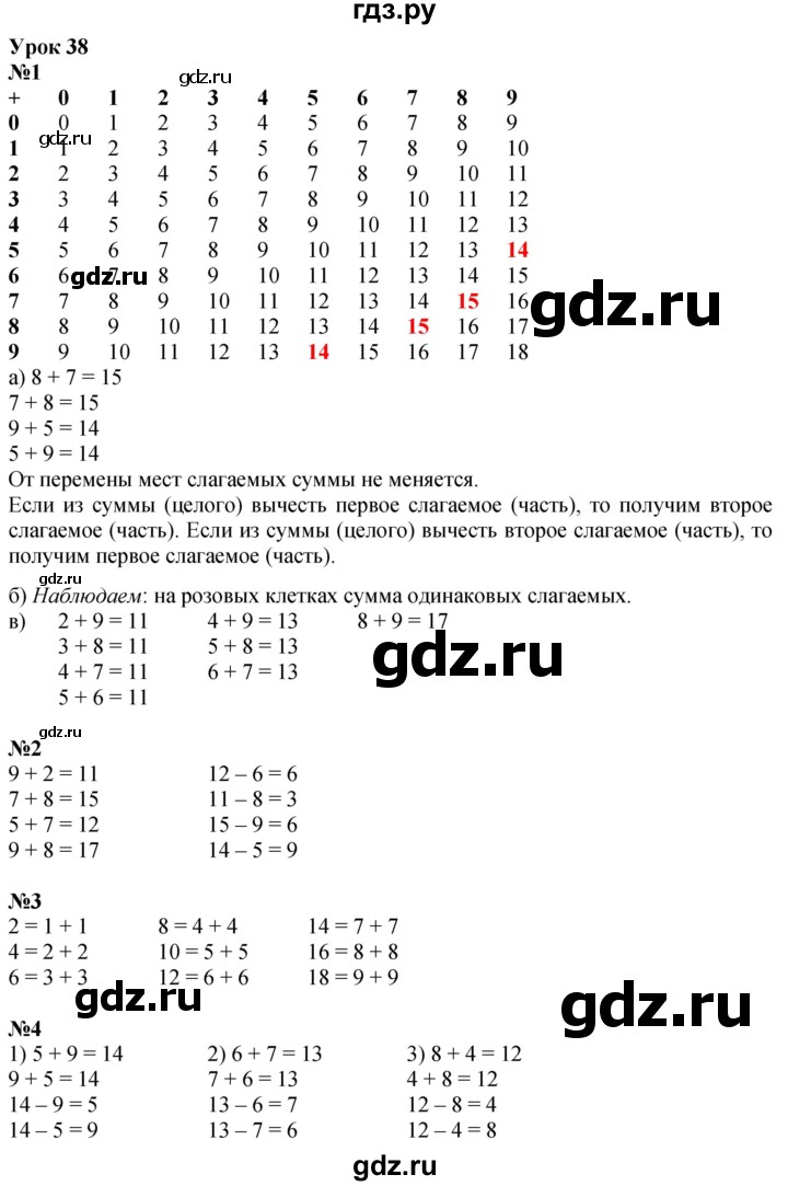 ГДЗ по математике 1 класс  Петерсон  Углубленный уровень часть 3 - Урок 38, Решебник учебник-тетрадь 2023