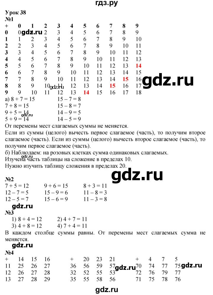 ГДЗ по математике 1 класс  Петерсон  Углубленный уровень часть 3 - Урок 38, Решебник 2023