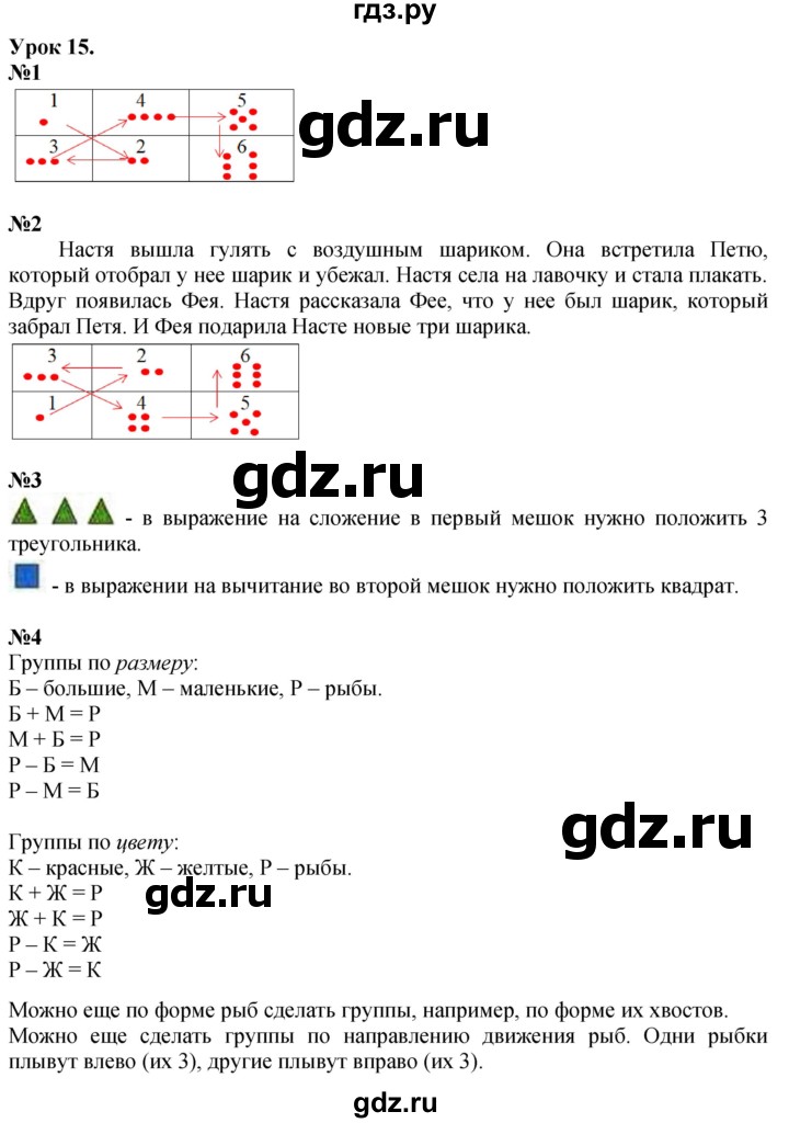ГДЗ по математике 1 класс  Петерсон  Углубленный уровень часть 1 - Урок 15, Решебник 2024 (учебник-тетрадь)