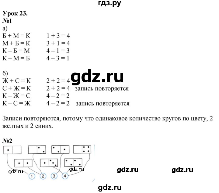 ГДЗ по математике 1 класс  Петерсон  Углубленный уровень часть 1 - Урок 23, Решебник 2024 (учебник-тетрадь)