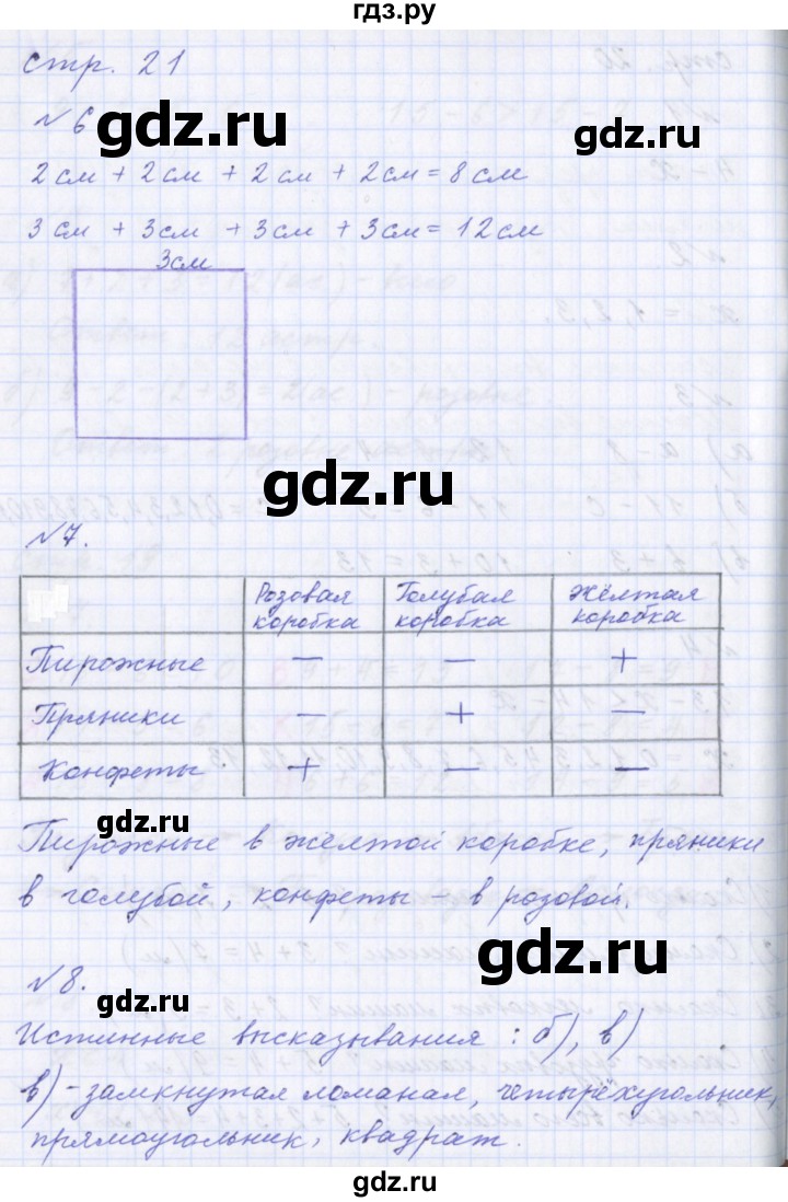 ГДЗ часть 1, страница учебника 21 математика 2 класс Демидова, Козлова