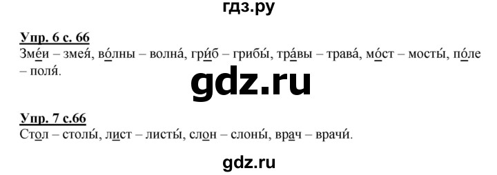 ГДЗ по русскому языку 1 класс  Канакина   страница - 66, Решебник 2014 №1
