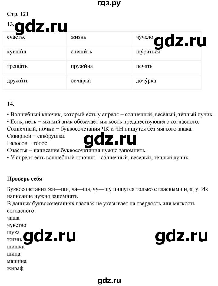 ГДЗ по русскому языку 1 класс  Канакина   страница - 121, Решебник 2025