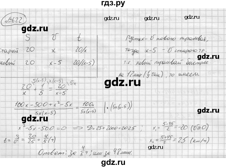 ГДЗ по алгебре 9 класс  Колягин   задание - 622, решебник