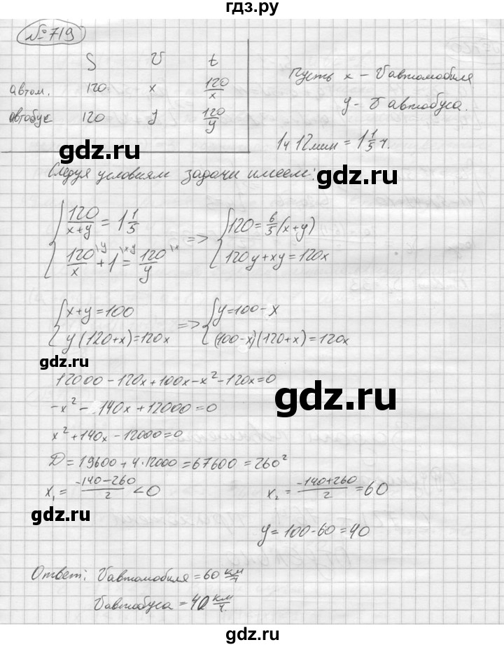 ГДЗ по алгебре 9 класс  Колягин   задание - 719, решебник