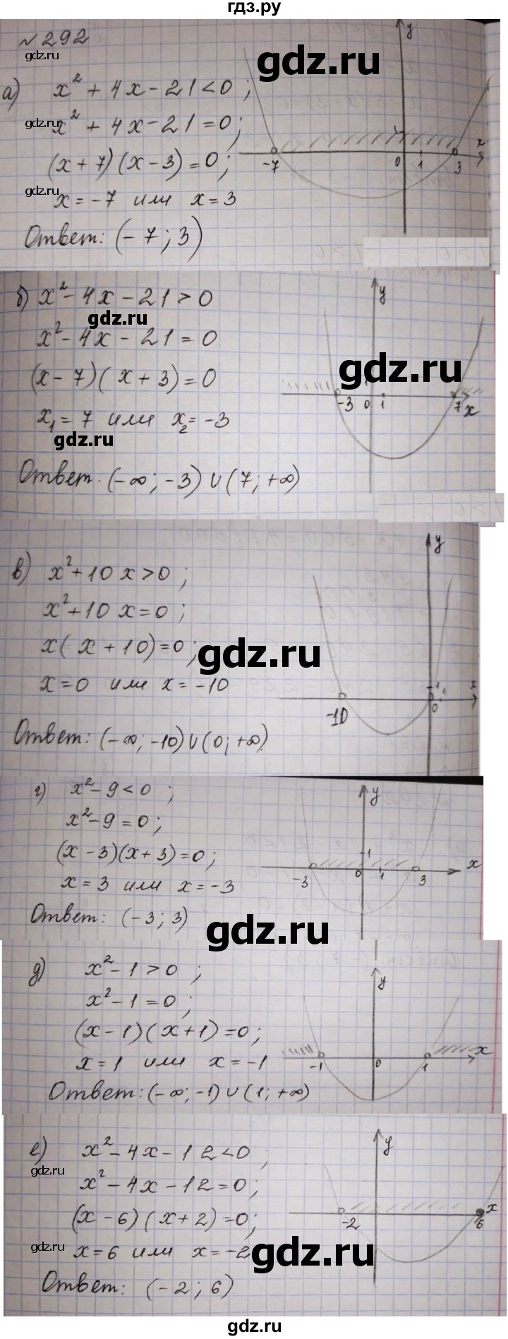 ГДЗ по алгебре 9 класс  Дорофеев   номер - 292, Решебник к учебнику 2015