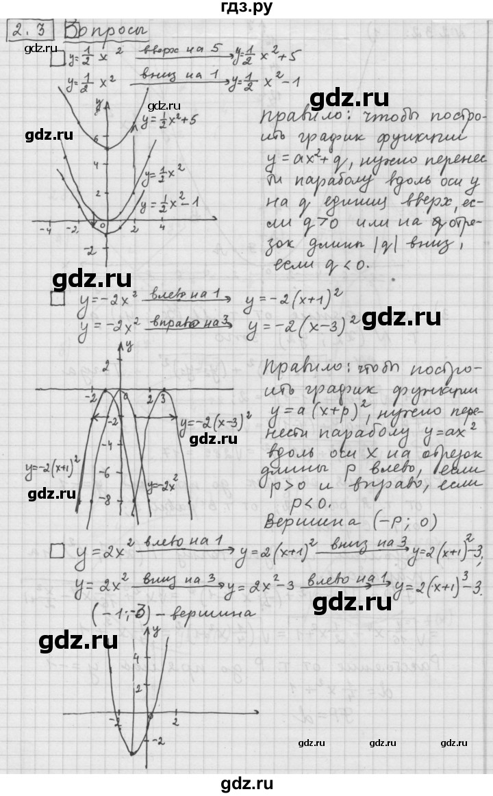 ГДЗ по алгебре 9 класс  Дорофеев   задание после теории / глава 2 - 2.3, Решебник к учебнику 2015