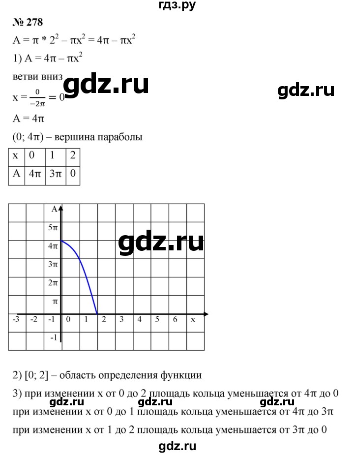 ГДЗ по алгебре 9 класс  Дорофеев   номер - 278, Решебник к учебнику 2019