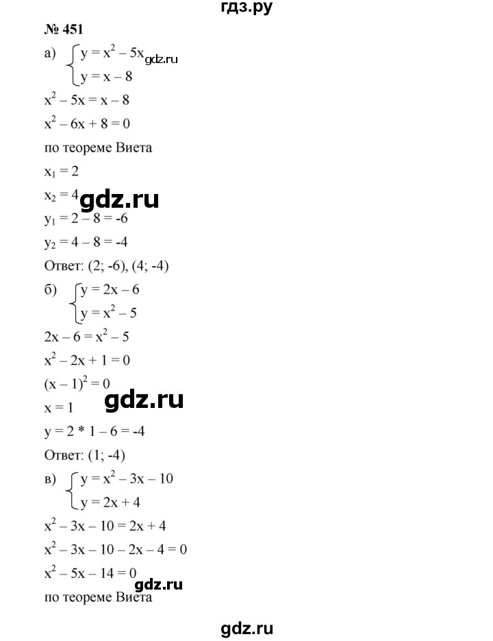 ГДЗ по алгебре 9 класс  Дорофеев   номер - 451, Решебник к учебнику 2019