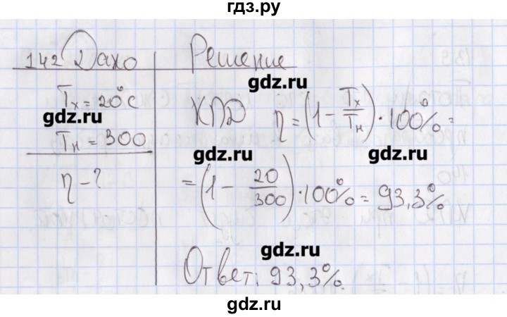 ГДЗ по физике 10 класс Пурышева рабочая тетрадь Базовый уровень задача - 142, Решебник №2
