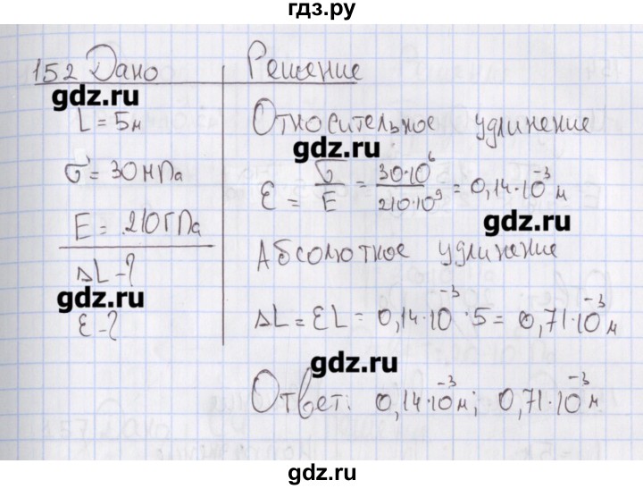 ГДЗ по физике 10 класс Пурышева рабочая тетрадь Базовый уровень задача - 152, Решебник №2