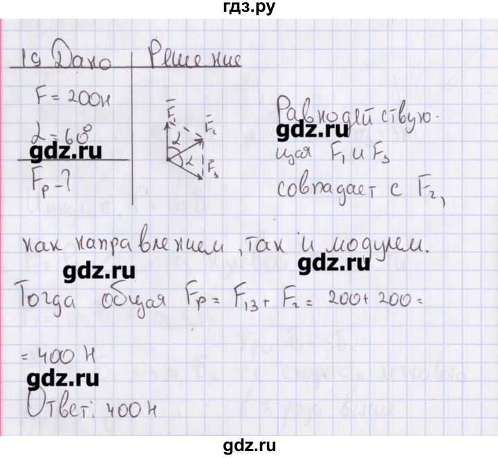 ГДЗ по физике 10 класс Пурышева рабочая тетрадь Базовый уровень задача - 19, Решебник №2