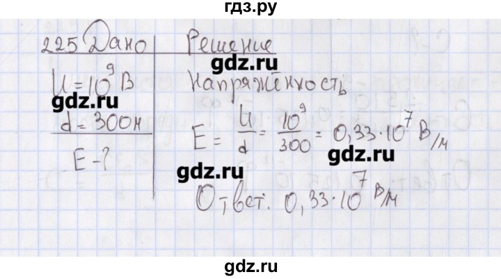 ГДЗ по физике 10 класс Пурышева рабочая тетрадь Базовый уровень задача - 225, Решебник №2