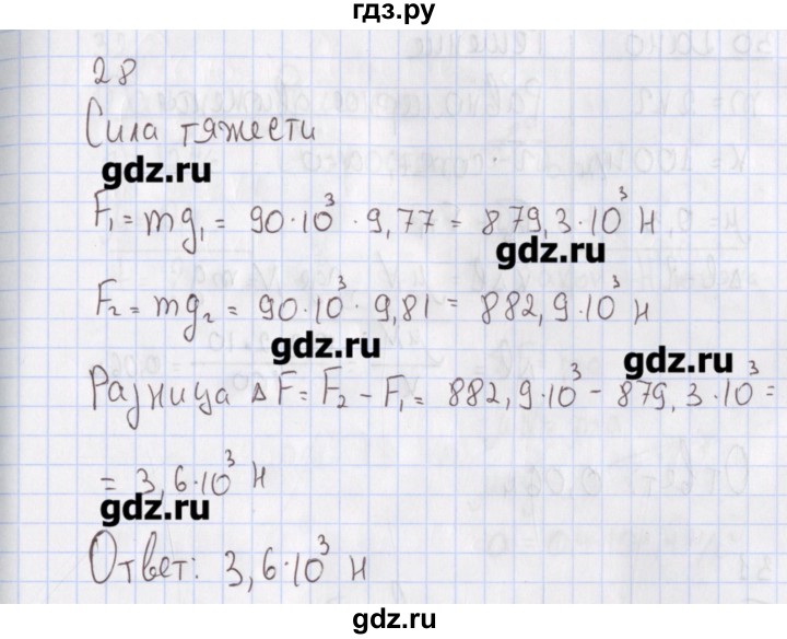 ГДЗ по физике 10 класс Пурышева рабочая тетрадь Базовый уровень задача - 28, Решебник №2