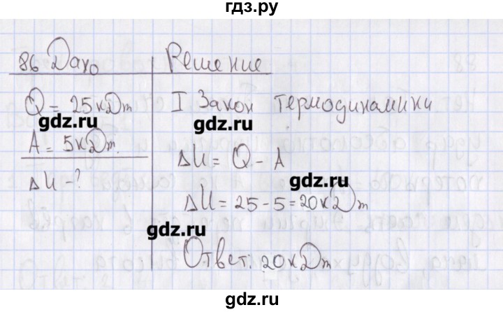 ГДЗ по физике 10 класс Пурышева рабочая тетрадь Базовый уровень задача - 86, Решебник №2