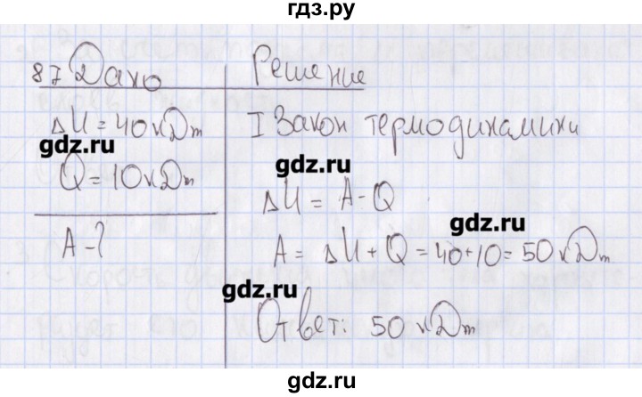 ГДЗ по физике 10 класс Пурышева рабочая тетрадь Базовый уровень задача - 87, Решебник №2