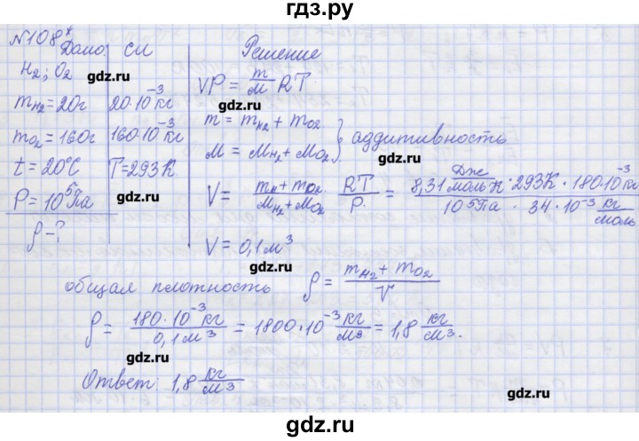 ГДЗ по физике 10 класс Пурышева рабочая тетрадь Базовый уровень задача - 108, Решебник №1