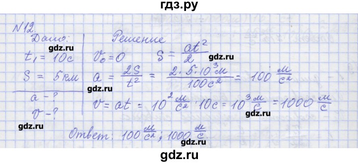 ГДЗ по физике 10 класс Пурышева рабочая тетрадь Базовый уровень задача - 12, Решебник №1