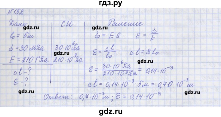 ГДЗ по физике 10 класс Пурышева рабочая тетрадь Базовый уровень задача - 152, Решебник №1