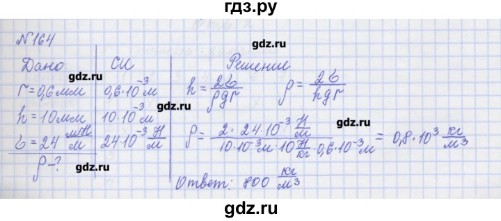 ГДЗ по физике 10 класс Пурышева рабочая тетрадь Базовый уровень задача - 164, Решебник №1
