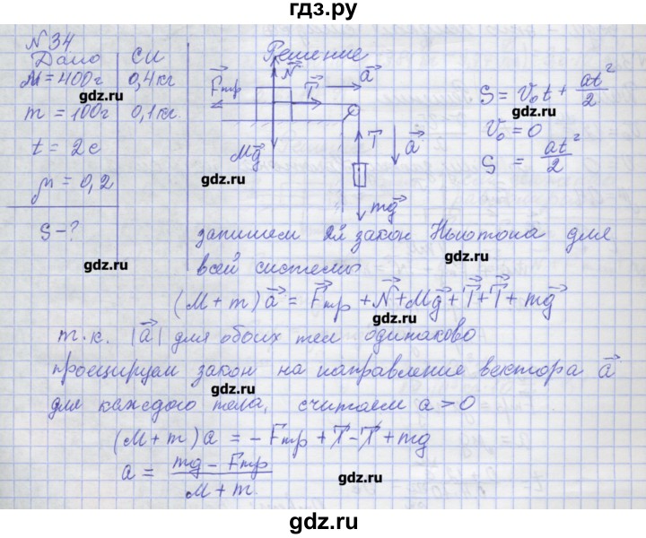 ГДЗ по физике 10 класс Пурышева рабочая тетрадь Базовый уровень задача - 34, Решебник №1