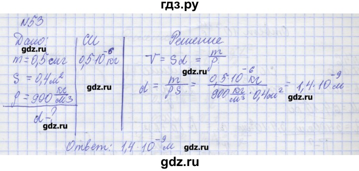 ГДЗ по физике 10 класс Пурышева рабочая тетрадь Базовый уровень задача - 53, Решебник №1