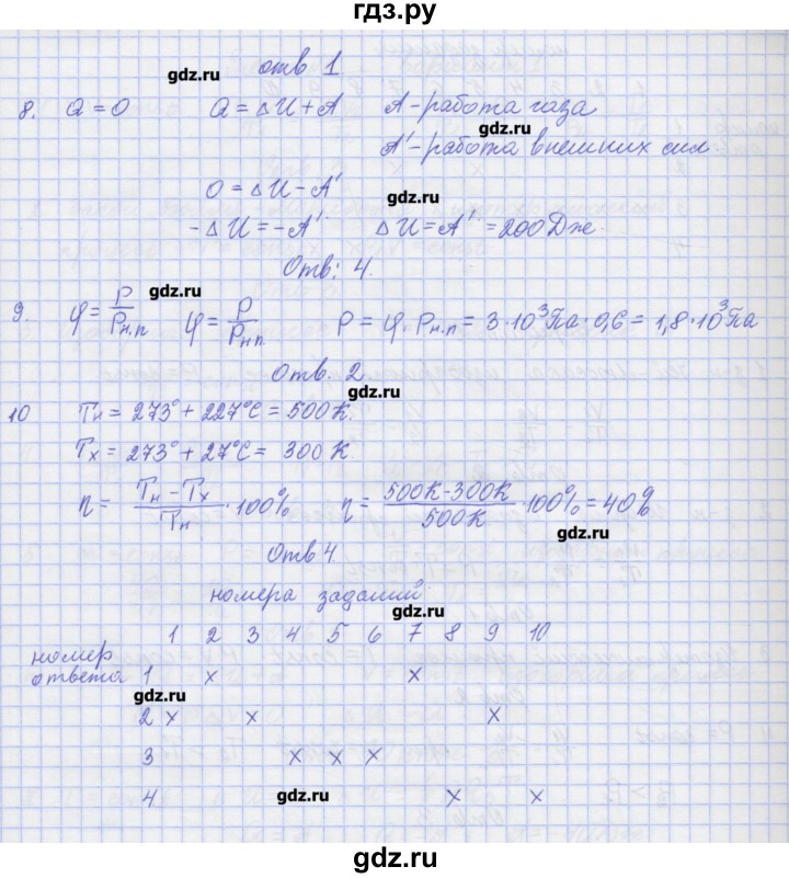 ГДЗ по физике 10 класс Пурышева рабочая тетрадь Базовый уровень тесты / тест 6. вариант - 2, Решебник №1