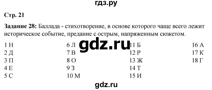 ГДЗ по литературе 6 класс Ахмадуллина рабочая тетрадь (Полухина, Коровина)  часть 1. страница - 21, Решебник 2023