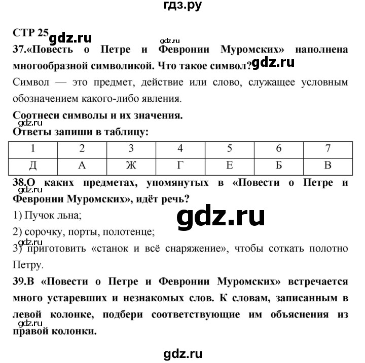 ГДЗ по литературе 7 класс Ахмадуллина рабочая тетрадь (Коровина)  часть 1. страница - 25, Решебник 2016