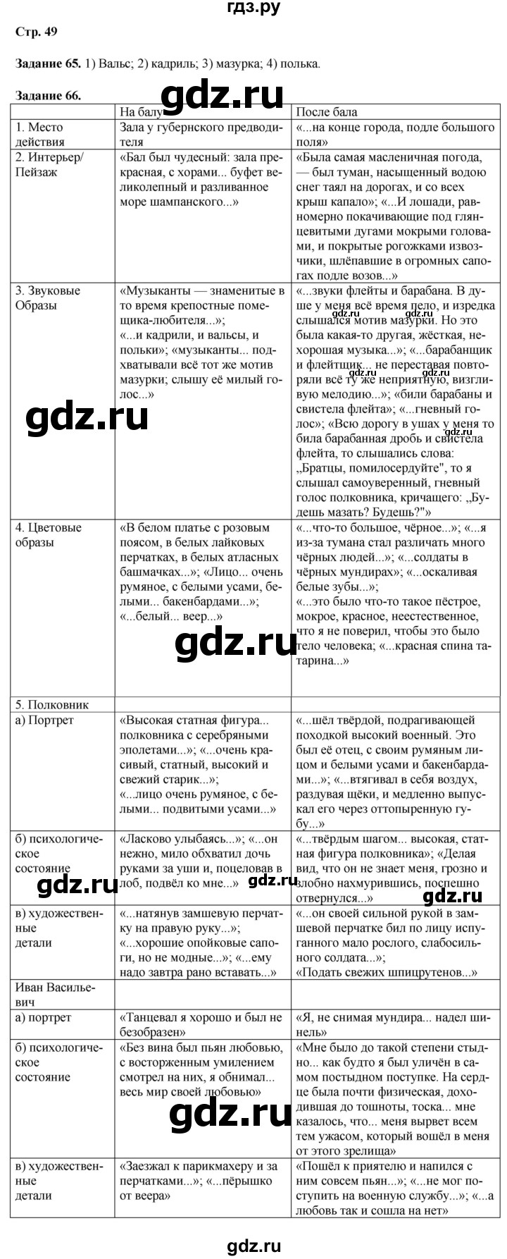 ГДЗ по литературе 7 класс Ахмадуллина рабочая тетрадь (Коровина)  часть 1. страница - 49, Решебник 2023