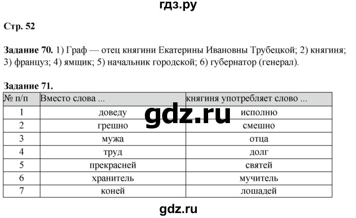 ГДЗ по литературе 7 класс Ахмадуллина рабочая тетрадь (Коровина)  часть 1. страница - 52, Решебник 2023