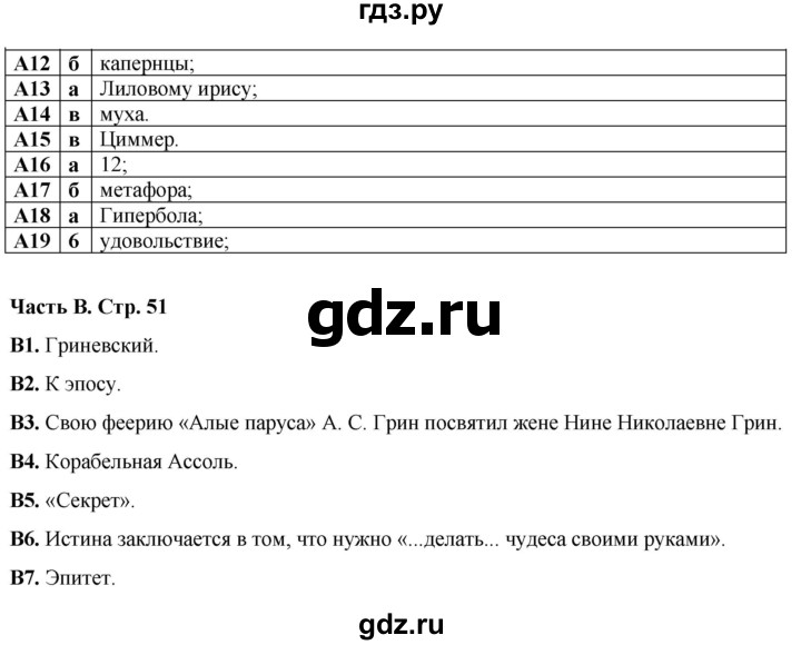 ГДЗ по литературе 7 класс Ахмадуллина рабочая тетрадь (Коровина)  часть 2. страница - 51, Решебник 2023