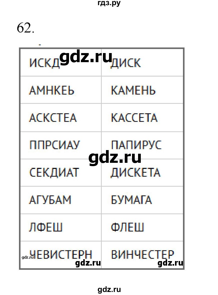 ГДЗ по информатике 5 класс Босова рабочая тетрадь Базовый уровень задание - 62, Решебник 2024