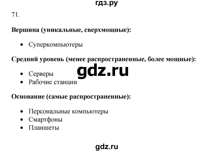 ГДЗ по информатике 7 класс  Босова рабочая тетрадь Базовый уровень задание - 71, Решебник 2024