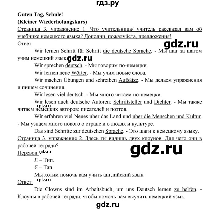 ГДЗ по немецкому языку 6 класс  Бим рабочая тетрадь  страница - 3, Решебник №1
