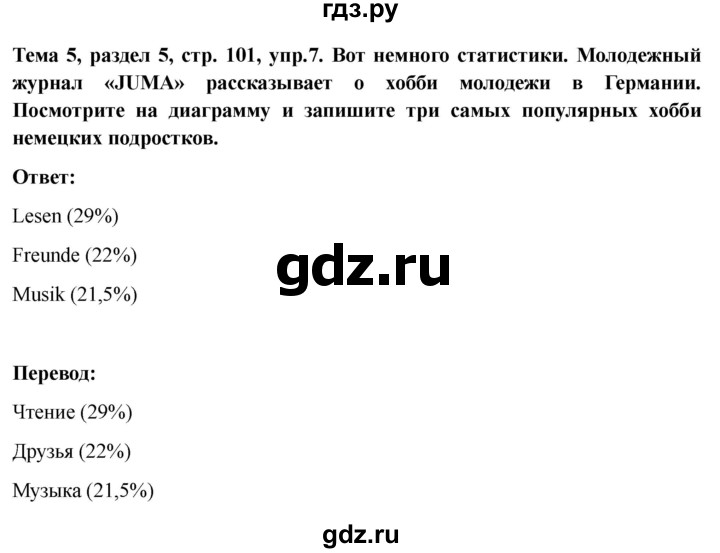 ГДЗ по немецкому языку 6 класс  Бим рабочая тетрадь  страница - 101, Решебник 2023