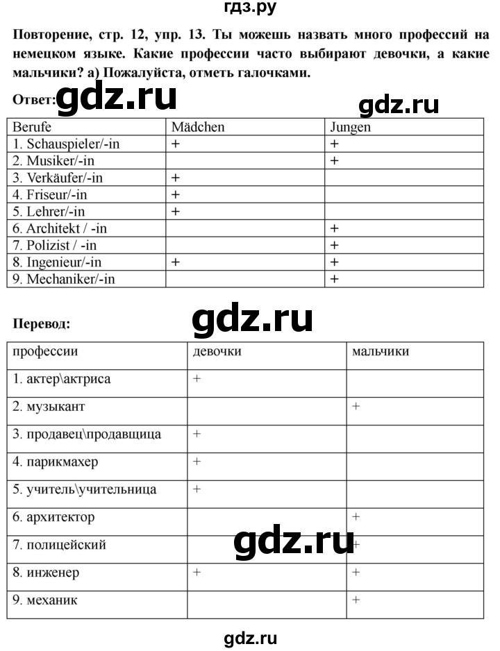 ГДЗ по немецкому языку 6 класс  Бим рабочая тетрадь  страница - 12, Решебник 2023